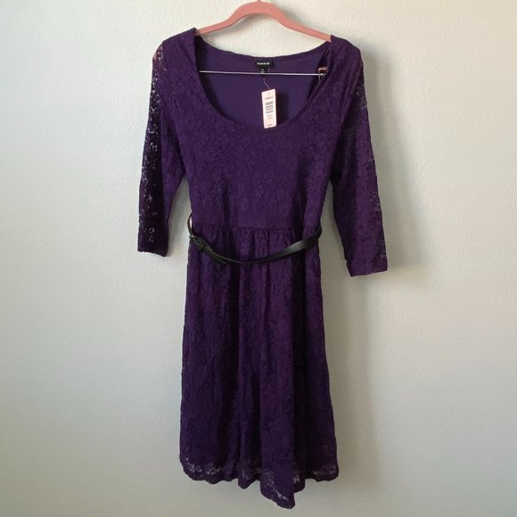 *SOLD* Torrid Purple Lace Belted Skater Dress 1 - Picture 2 of 6